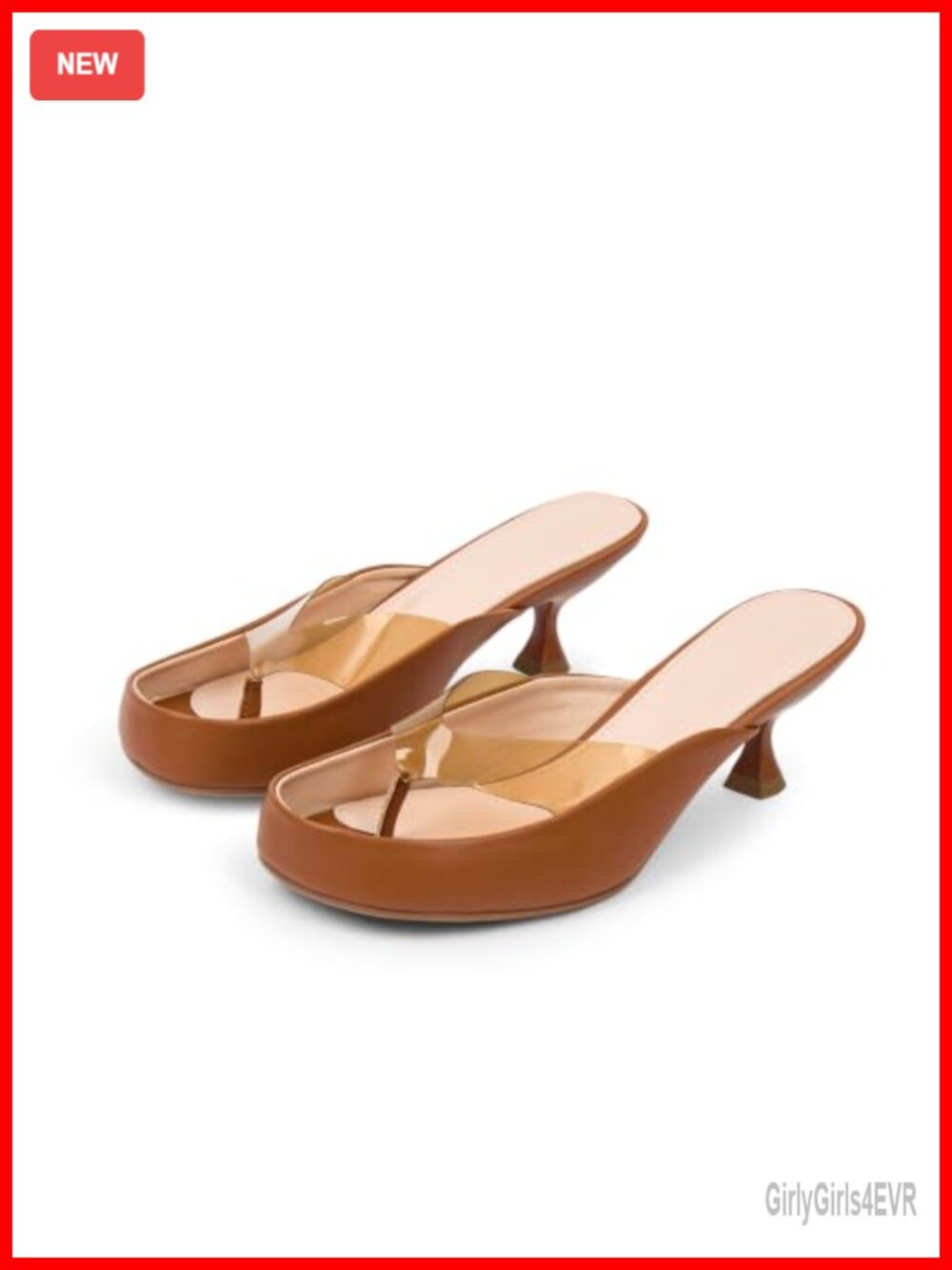 Jelly Kitten Heels Sandals for Women Clear Thong Flip Flop 2.2 Inch